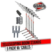 Telescoping Microphone Stand Package with Vocal Unidirectional Mics and XLR Cables (5 Pack) - by Griffin Handheld Cardioid Dynamic Microphones for Studio Recording and Stage Singing 20FT XLR Mic Cords