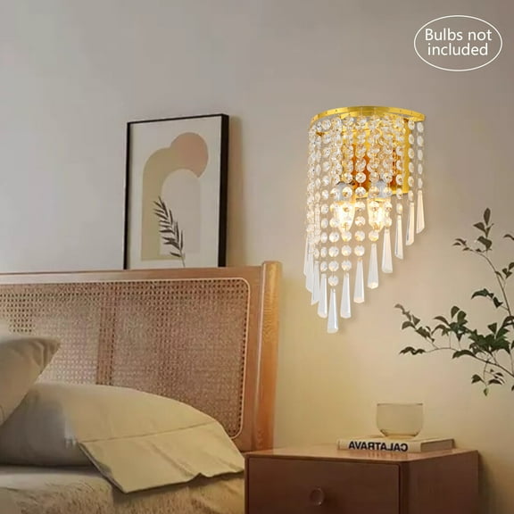 Crystal Wall Light Sconces Lighting Fixture Modern Semicircle Wall Mount Lamp