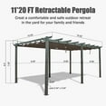 thumbnail image 2 of Domi Outdoor Living 11' X 20' Outdoor Pergola with Retractable Canopy Aluminum Shelter Sun Shade Beach Pavilion Grape Trellis Grill Gazebo for Patio, Backyard and Lawn, Gray, 2 of 7