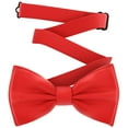 thumbnail image 1 of Boy's Scarlet Bow Tie Pre-Tied Style Formal Satin Classic Bowtie for Tuxedo Faux Silk, by Adam Young (Medium, Red), 1 of 5