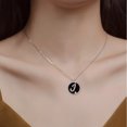 thumbnail image 2 of Sterling Silver Initial Necklace for Women Capital Letter A-Z Black Agate Pendant Necklace Cubic Zirconia Round Alphabet Necklaces Birthday Jewelry gift, 2 of 5