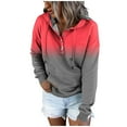 thumbnail image 6 of Landzoo Women's Button Drawstring Pocket Casual Long Sleeve Tie-dye Gradient Print Hoodie Sweatshirt Warm Breathable Women's Hoodie, 6 of 7