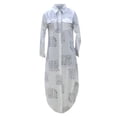 thumbnail image 3 of Summer Saving Clearance 2022! TIANEK Ladies Summer Dress Show Thin Print Long Sleeve Button Collar Carving Waist Dresses Boho Knee-Length Dress, 3 of 7