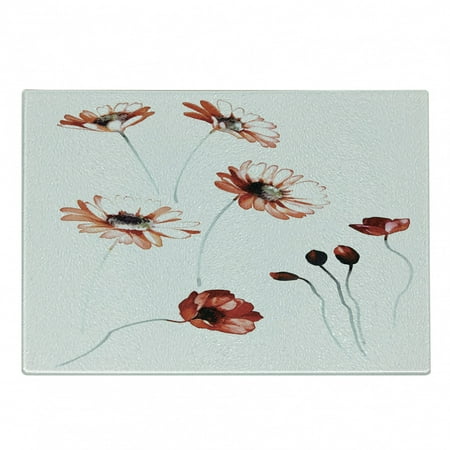 

Watercolor Flower Cutting Board Flower in Watercolor Painting Style Romantic Dramatic Nature Elements Decorative Tempered Glass Cutting and Serving Board Small Size Orange White by Ambesonne