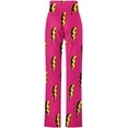thumbnail image 6 of Top-kevin Lightning Bolt Bright Pink Pattern Yoga Pants Women Wide Leg Pants Casual High Waisted Straight Lace Up Lounge Sweatpants, 6 of 14