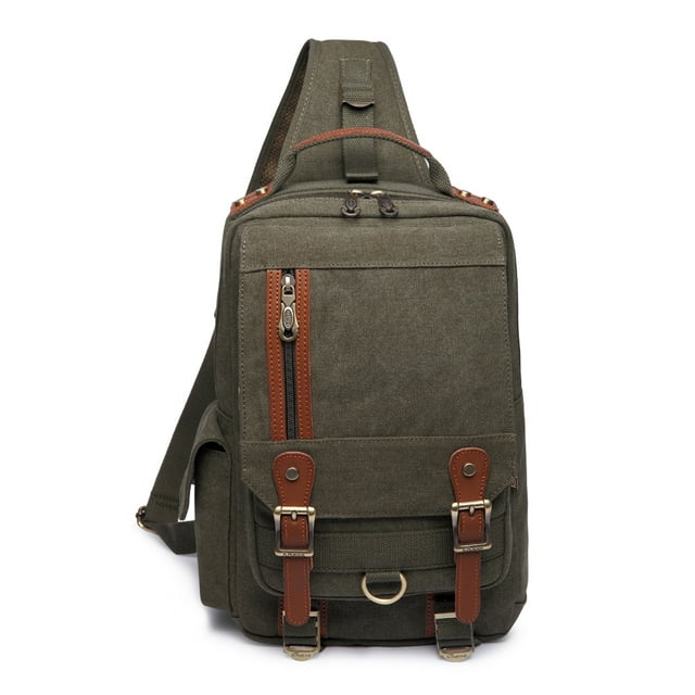 KAUKKO Canvas Messenger Bag Cross Body Shoulder Sling Backpack Travel Senderismo Chest Bag KAUKKO FD252-Armygreen