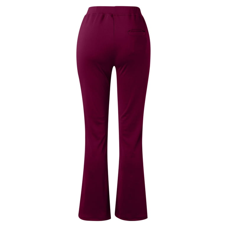 YWDJ Bell Bottom Pants for Women Plus Size Flared Bell Bottom Pull on Casual  Slim Fit Long Pant Fashion Temperament Solid Color Knitted Micro Pull Slim  Trousers for Everyday Wear Work 35-Wine