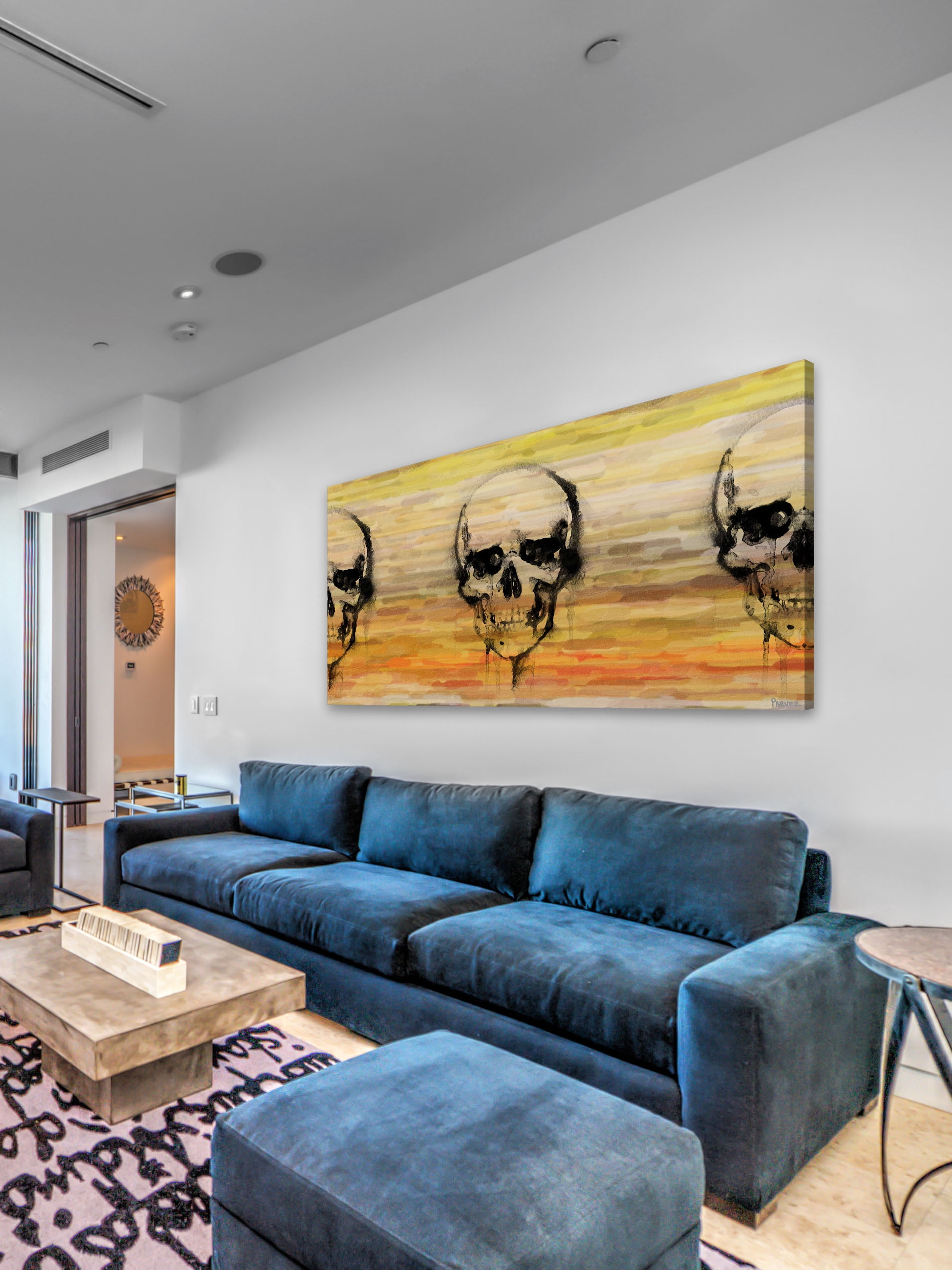 "Yellow Skull" Painting Print on Wrapped Canvas