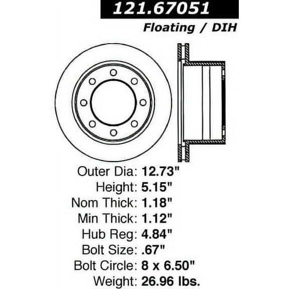 Centric C-Tek Brake Rotor, #121-67051 Fits select: 2001-2002 DODGE RAM 2500, 2001-2002 DODGE RAM 3500