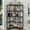 thumbnail image 2 of Uforic 5-Tier Corner Bookshelf, Corner Shelf Display Bookcase with Metal Frame for Home Office, Black, 2 of 12