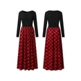 thumbnail image 6 of Qiylii Women Lady Long-sleeved Long Dress High Waist Solid Color Tops Stitching Plaid Dress, 6 of 8