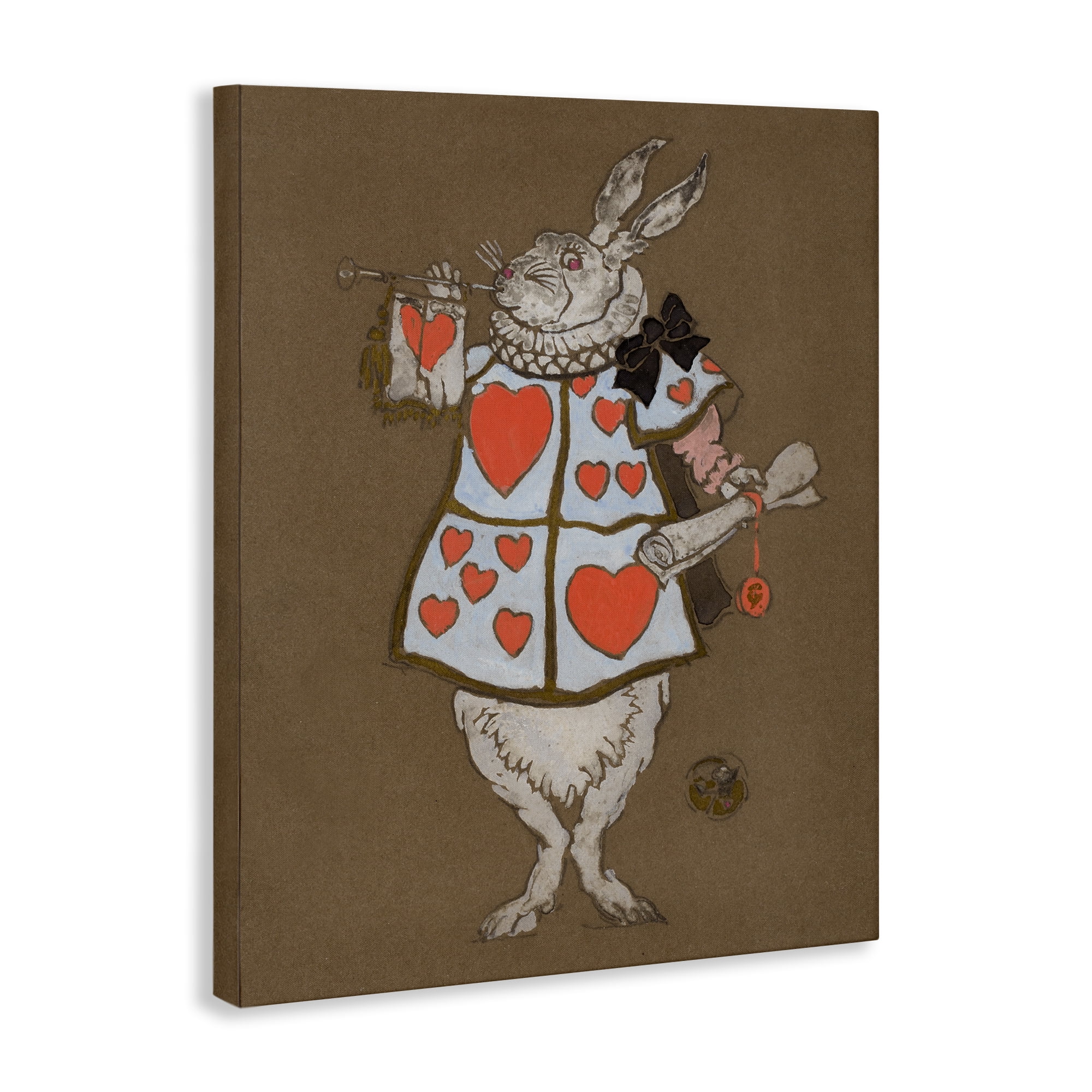 Stupell Industries Rabbit Playing Card Hearts Entertainment Painting Wrapped Canvas Art Print Wall Art, 36 x 48