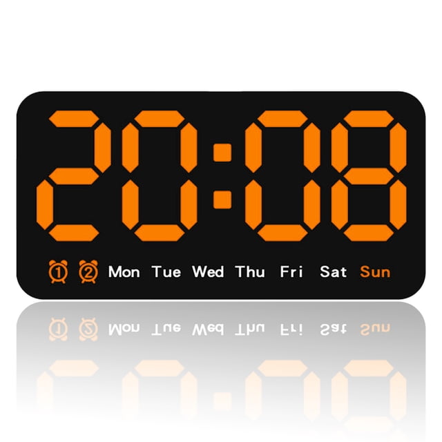 Hweilai Large Digital Wall Clock, LED Alarm Clock with Large Digits, Dual Alarm, 3 Level Brightness