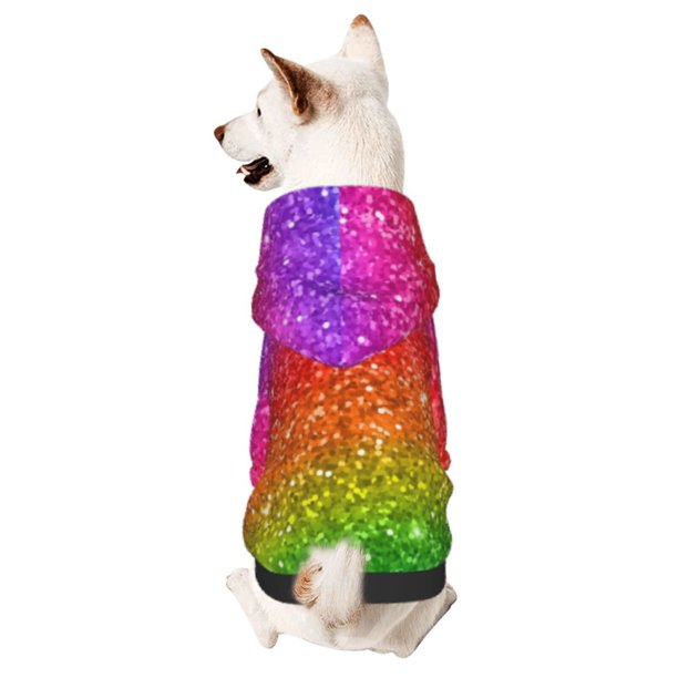 Fotbe Colorful Glitter Sudadera con Estampado para Perros Pequeños – Suéter con Capucha para Mascotas, Tela Suave de Forro Polar con Bolsillo-X-Large