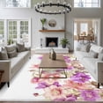 thumbnail image 3 of 5'x7' Area Rugs, Pink Purple Spring Floral Indoor Outdoor Area Rug for Living Room Bedroom, Summer Flower Botanical Washable Bathroom Rugs Kitchen Floor Carpet Mats Home Decor Aesthetic, 3 of 8