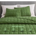 thumbnail image 3 of Chezmoi Collection Tencel Modal Blend Quilt Set Queen Size, Forest Green, Lightweight Soft Bedspread Detailed Square Stitched Quilt for All Seasons, 3-Piece, 3 of 9