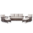 thumbnail image 5 of PARKWELL 5-Piece Outdoor Sectional Sofa Set with 3-Seat Sofa,2 Swivel Rocking Chairs and 2 Ottoman Seat Foot Rest,Rattan Wicker Conversation Furniture Sets,Beige, 5 of 9