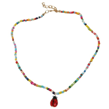 

Necklace Bead Beaded Choker Day Colorful Collar Mother Birthday Anniversary Pendant Stackable Necklaces Layered Beach