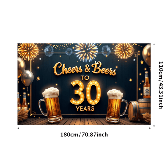 Decorative Design Birthday Banner Cheers 30 Years Party Balloon Celebration for Beer Party Birthday Celebration Indoor Decoration