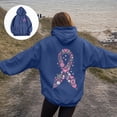 thumbnail image 5 of Towmus Women's Letter Graphic Print Pink Ribbon Montage Cancer Word Cloud Hoodie Sweatshirts, 5 of 8