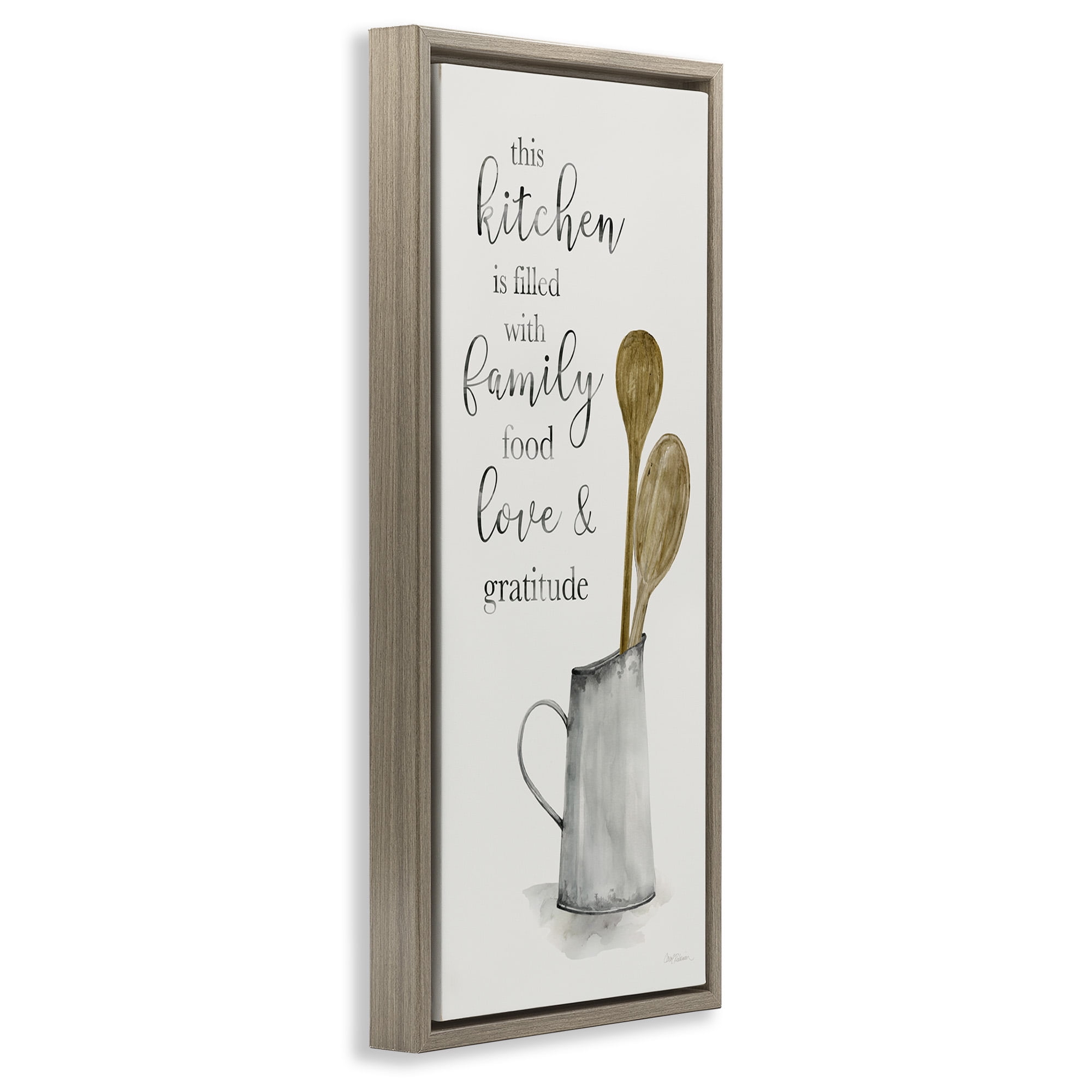 Stupell Industries This Kitchen Family Phrase Food & Beverage Painting Brown Floater Framed Canvas Art Print Wall Art, 15 x 31
