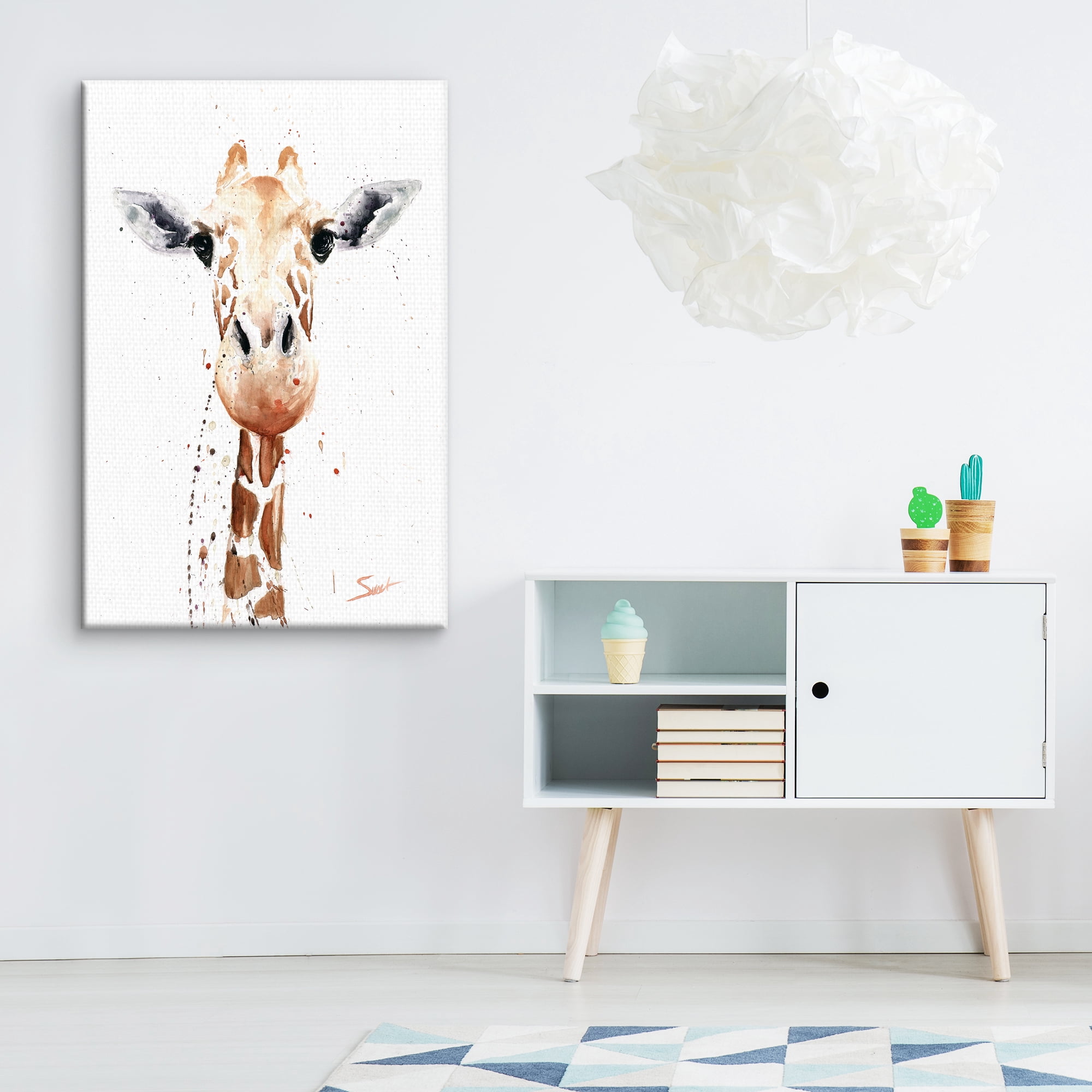 Masterpiece Art Gallery Giraffe Watercolor by Eric Sweet Canvas Art Print 24" x 36"