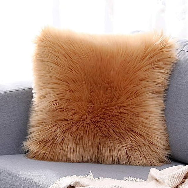 Granjero Gordo Funda de almohada decorativa de piel sintética de doble cara, funda de cojín de sofá de felpa ultra suave (18" x 18", color caqui)