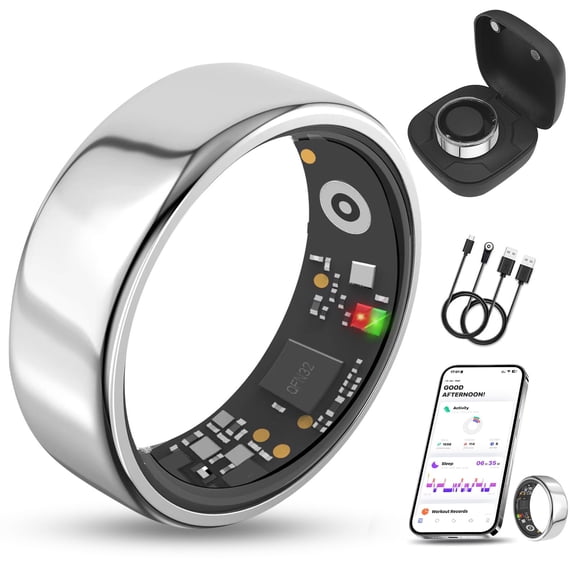 Upgraded Health & Fitness Tracking Ring | Sleep Monitor | 5-Day Battery & IP68 Waterproof | Gold, Size 9