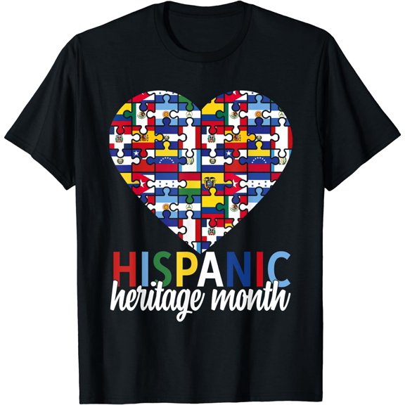 Hispanic Heritage Month all Countries Flags heart men women T-Shirt