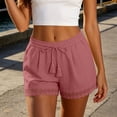 thumbnail image 6 of Htrmlpk Summer Linen Shorts for Women's Elastic Waist Summer Beach Bottoms Athletic Shorts Drawstring Outdoor Work Shorts Jogging Walkshort Pocket, 6 of 7