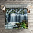 thumbnail image 2 of Ambesonne Tropical Quilted Coverlet 3 Pcs, Waterfall Jungle Rural, King Size, Green White, 2 of 2