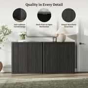 SICOTAS 103.8 Extra Long Black Sideboard Buffet Cabinet with Storage ,Modern Sideboard Buffet with Adjustable Shelf & Pop-up Door Large Coffee Bar Cabinet for Dining Room Living Room