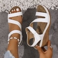 thumbnail image 3 of Rokment Wedges Dress Sandals for Women 2026 Stylish Simple Casual Leather Platform Chunky High Heels Summer Beach Orthopedic Dressy Work Sandal Ladies White Size 6.5, 3 of 7