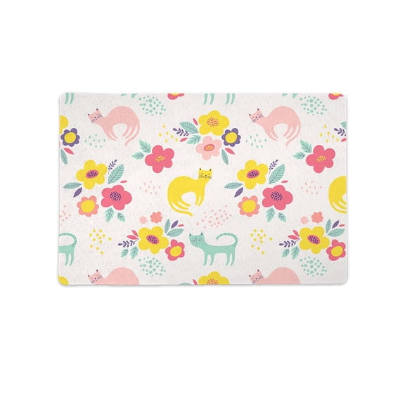 Cats With Flowers Mat Rectangle  -Image by Shutterstock,