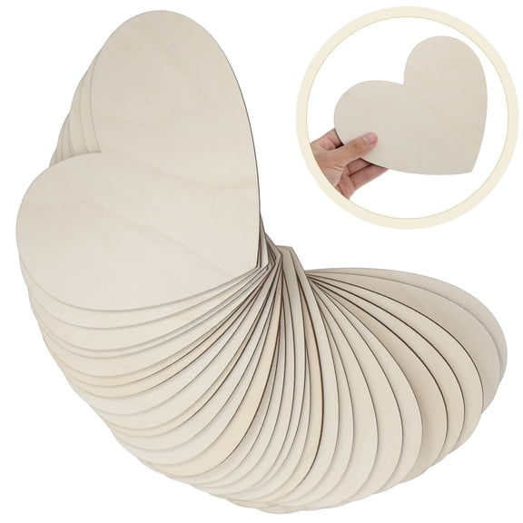FRCOLOR Wood Heart Cutouts for DIY Crafts Decorations with Smooth Finish and Versatile Use 30pcs Large Heart Shaped Wooden Slices