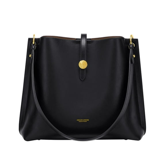 Bolso de mano Choles de piel auténtica para mujer, moda negra