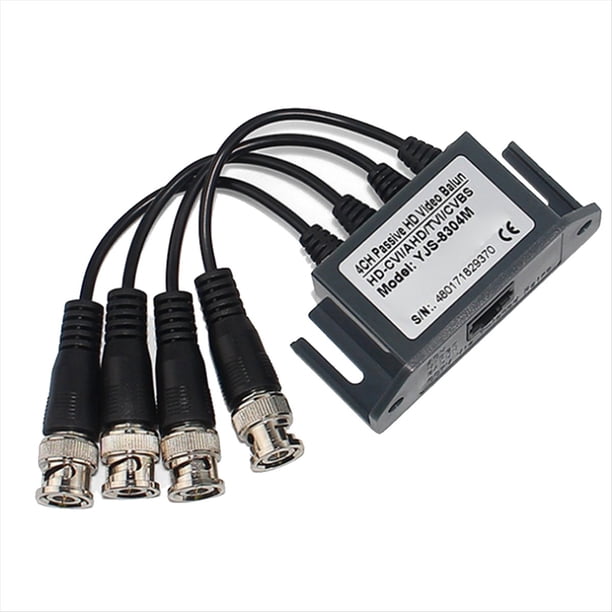 Transmisor de Video Balun BNC UTP CAT5 de 4 Canales para Cámaras de CCTV/Vigilancia. Transmisor Coaxial HD de 4 Vías Trend.