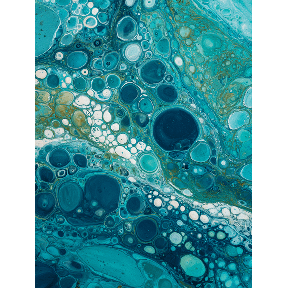 Abstract Blue Teal Fluid Art Acrylic Pour Canvas Print, Wall Art for Living Room, Bedroom, Office, Kitchen, Hallway Home Decor