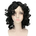thumbnail image 4 of Black Curly , Short Style High Temperature Synthetic Hair Easy To Maintain Adjustable Size  Stability  for Cosplay Party, 4 of 8