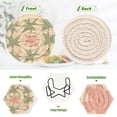 thumbnail image 4 of Yayeee 6 PCS Drink Coasters with Holder Set Woven Absorbent Round Tabletop Hot Pad, Pink and Green Geometric, 4 of 7