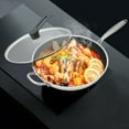 thumbnail image 2 of Miumaeov Double Sided Honeycomb Cooking Frying Pan Stainless Steel Non Stick w/ Glass Lid, 2 of 13
