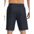 thumbnail image 3 of Men's Cotton Workout Shorts with Pockets,Casual Elastic Waist Drawstring Shorts 9" Inseam Dark Blue 38, 3 of 9