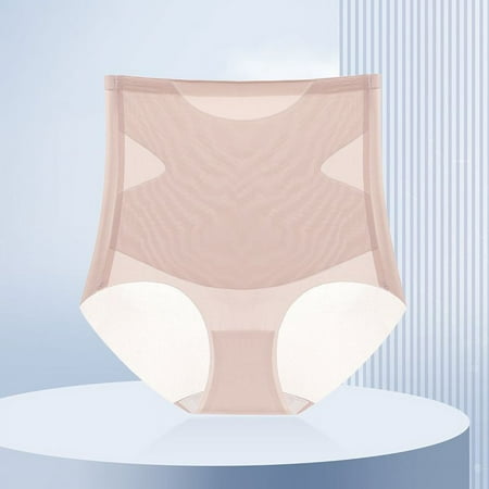 High-waisted tummy tuck without dead ends ultra-thin ice silk breathable buttocks postpartum shapewear panties-Shallow coffee-XL