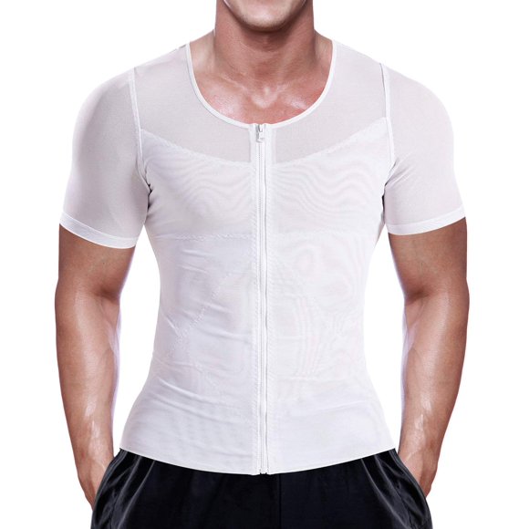 NonEcho Gaine Amincissante pour Hommes Chemise de Compression Sans Couture Contrôle du Ventre Gaine Amincissante sous-Vêtement Gynécomastie