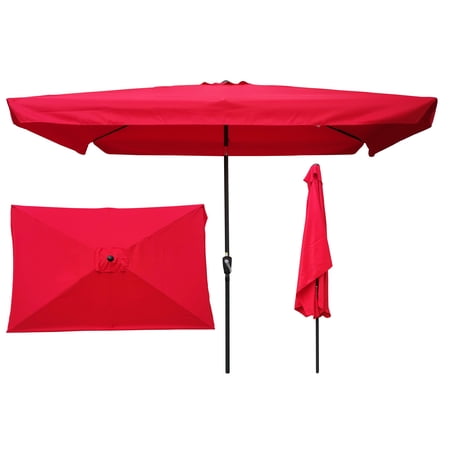 Artlia 10 x 6.5ft Rectangular Patio Umbrella Outdoor Market Umbrellas with Crank and Push Button Tilt for Garden Swimming Pool Market