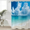 thumbnail image 4 of Shower Curtain, Summer Blue Ocean Beach Waterproof Shower Curtain Set with Hooks for Bathroom Showers,Stalls and Bathtubs,36x72In Seaside Vacation, 4 of 9