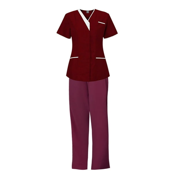 Uniformes de enfermería, uniformes de enfermera, conjuntos de uniformes médicos para mujeres, disfraz de enfermera para mascotas Rojo