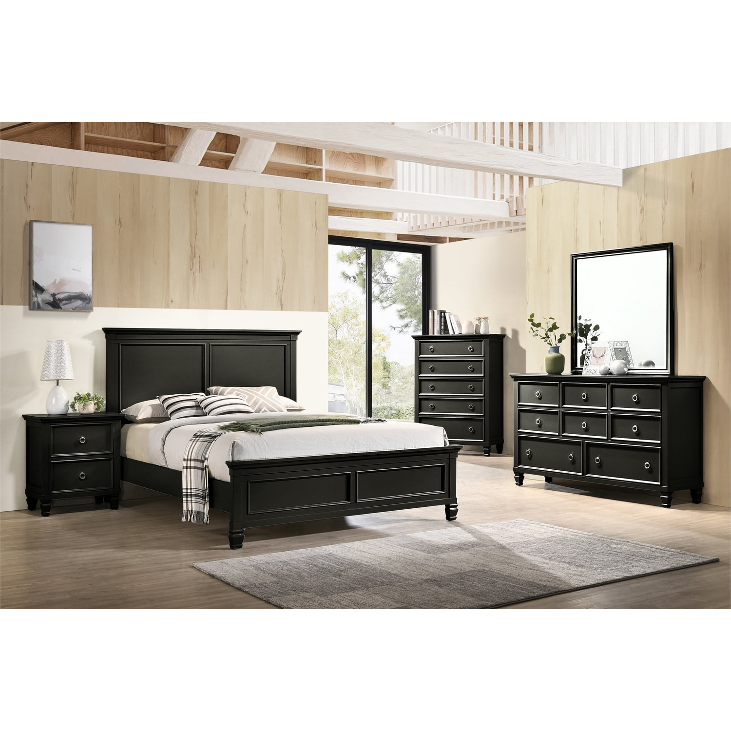 New Classic Furniture Tamarack Solid Wood 2-Drawer Nightstand in Black