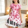 thumbnail image 2 of Glisme Girls Dress Cartoon Cat Print Short Sleeve Crew Neck Summer Cozy Soft Toddler Kids Girls Dresses Size 13-14 Years White, 2 of 4