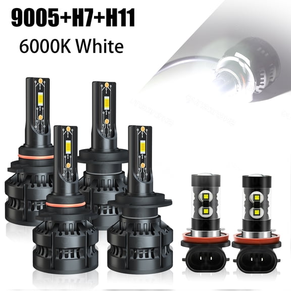 Fit For Ford Fusion 2006-2014 2015 2016  LED Headlight Bulbs 9005 High Beam   H7 Low Beam  H11/H8 Fog Lights Bulbs Kit